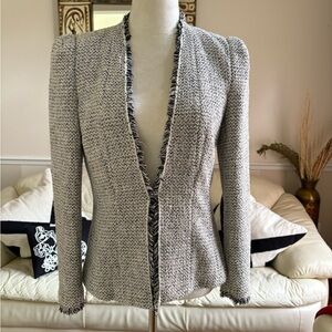 Rebecca Taylor fringed tweed tailored jacket.